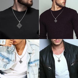 Collier Pendentif Croix Classique en Acier Inoxydable pour Hommes et Garçons, Chaîne Tendance Rétro Punk Templier, Bijoux Religieux, Cadeaux - Product Image 6