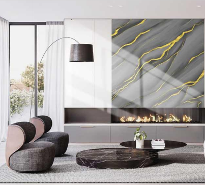 Modern PVC Wall Panel Black and Gold Marble UV Marble Sheet High Gloss ...