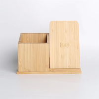 Boîte de rangement de bureau en bambou classique OEM 3-en-1 à bas prix Organisateur de papeterie avec porte-pinceau Pot et stylo pour bureau à domicile