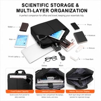 Sacoche d'ordinateur portable professionnelle 14 pouces en nylon imperméable pour hommes et femmes, mallette à main et bandoulière