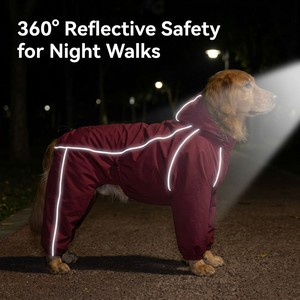 Waterproof Large Dog Winter Windbreaker <strong>Jacket</strong> Reflective Warm Four-Legged Pet Jumpsuit with Hood OEM Custom Dog Snowsuit Coat - Product Image 5