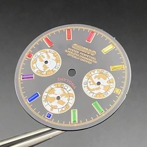 Nuevo Estilo de Esfera de Reloj Modificada con Cronógrafo Esmaltado de 3 Ojos, 29.5MM, con Índices de Barra de Cristal de Colores, Compatible con Movimiento VK63 - Product Image 1
