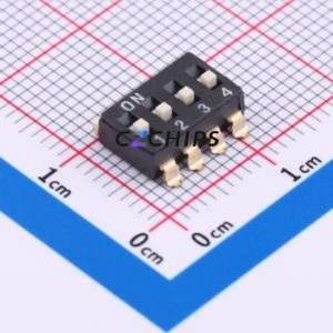 DO-04PT DIP Switch SMD,P=2.54mm Switch Flat Toggle, Raised Type Single Pole Single Throw 4 2.54mm - Product Image 1