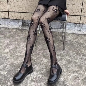 Venta al por mayor personalidad calavera fiesta malla medias mujeres Halloween negro Nylon Fish Net pantimedias - Product Image 2
