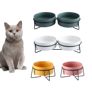 Bol double moderne et écologique en céramique pour chat/chien, automatique, de haute qualité, avec logo personnalisé, pratique et arrondi pour animaux de compagnie - Product Image 1
