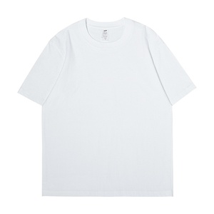 <span class=keywords><strong>Camisa</strong></span> base de algodón puro pesado de 230g de punto de <span class=keywords><strong>manga</strong></span> <span class=keywords><strong>corta</strong></span> para <span class=keywords><strong>hombre</strong></span> de moda Casual sólido versátil cuello suelto para verano - Product Image 1