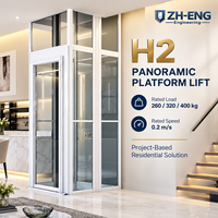 Ascenseur domestique pour villa, capacité 260kg 320kg 400kg, ascenseur intérieur pour passagers avec gaine en verre pour maison