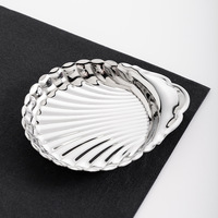 Plateau à bijoux en acier inoxydable 304 en forme de coquille, poli miroir, pour bijoux, clés, savon, vanité, salle de bain