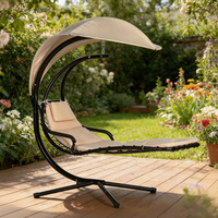 Fauteuil suspendu moderne en fer forgé pour extérieur avec coussin imperméable et auvent, idéal pour cour et jardin, siège incurvé