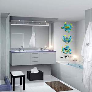 Oniya Beach Metal Ocean Wall Decor Set di 3 Blue Metal Sea Turtle Fish granchio 3D Wall Art scultura Indoor per la decorazione domestica - Product Image 3