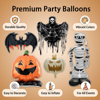 Nouveauté 2026 Grands Ballons en Aluminium 3D Autoportants et Durables pour Halloween, Décorations de Fête (Citrouille, Pierre Tombale, Arbre), Fournitures Gonflables