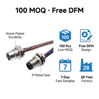 Connecteur de panneau arrière femelle M8 en acier inoxydable pour automobile, étanche, 3P, 3/4/6/8 fiches avec fils pour utilisation en véhicule