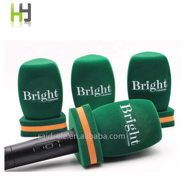 Spain Outdoor Interview Mic Cover Channel logo Printed Wireless Microphone Windproof Sponge Reporter Mic Foam Windscreen
