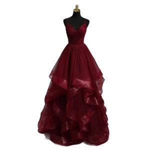 S3922L 2026 Nuovo Abito da Sera Retrò Rosso Vino, Minimalista ed Etereo, per Servizi Fotografici di Viaggio, con Sexy Scollatura a V Profonda - Product Image 5