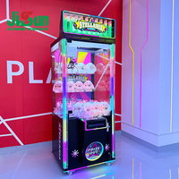 Machine de jeu à griffes en métal noir et plastique avec matériel stable pour parcs d'attractions, distributeur automatique à monnayeur