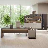 Bureaux de direction modernes en forme de L pour ordinateur, ensemble de luxe pour patron, directeur, PDG, table et chaise en bois, personnalisation de meubles