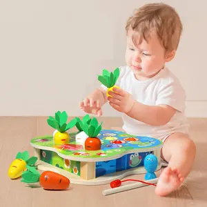 유아 나무 교육 몬테소리 소재 장난감 미세 모터 기술 당근 수확 모양 정렬 학습 발달 장난감