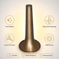 Custom Precision Brass Deep Drawn Spinning Flared Trumpet Bell Parts Musical Instruments OEM Service