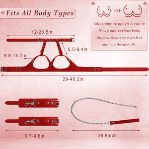 Conjunto de Restricciones para los Senos con Collar Ajustable, Esposas, Cadena de Tracción y Arnés para los Senos, Estilo BDSM - Product Image 5