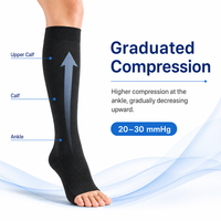 Chaussettes de compression médicales 20-30 mmHg à bout ouvert, hauteur genou, à compression graduée pour femmes et hommes, OEM, marque privée