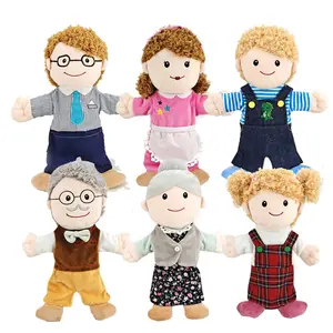Famille jeu de rôle en peluche marionnette à main enfants école spectacle accessoire conte poupées
