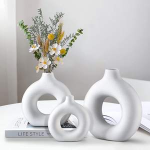 Florero, Jarrones, Decoración Floral, Flor, <span class=keywords><strong>Blanco</strong></span>, Porcelana Nórdica, Flor de Capullo, Donut, Jarrón de Cerámica para Decoración del Hogar - Product Image 5