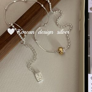 Collier à double anneau de couleur contrastée simple pour femmes chaîne de clavicule haut de gamme de luxe léger Style froid - Product Image 5