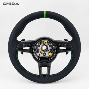 Volante de Cuero Gamuzado con Costuras Verdes, Volante Modificado Personalizado, Apto para Porsche 718, 911, Cayenne, <span class=keywords><strong>Macan</strong></span> - Product Image 2