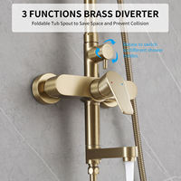 Ensemble de douche thermostatique de luxe en laiton noir mat avec barre coulissante, fonction pluie, mitigeur mural chaud/froid à cartouche céramique