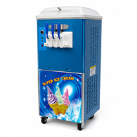 Machine à glace molle commerciale sur pied à 3 saveurs - Machine à crème glacée commerciale haute capacité avec roues