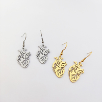 Boucles d'oreilles coeur médical organique Bijoux coeur anatomique Pendientes De Acero Boucles d'oreilles en forme de coeur inoxydable