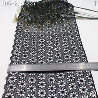 Dentelle en polyester noir et rouge en gros, largeur 25 cm, guipure chimique brodée de fleurs pour accessoires de robe