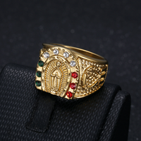 Bague Hip Hop en acier plaqué or avec diamants colorés Saint Maria pour homme