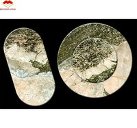 Grande dalle de marbre vert Pandora poli, naturel, écologique, durable et imperméable, pour table à manger et table basse modernes, idéale pour hôtels et villas.