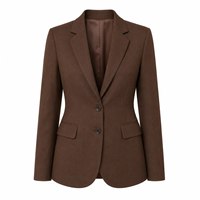 Blazer Rajut Wanita Lengan Panjang Kancing Tunggal untuk Kantor, Formal, Polos, Pendek