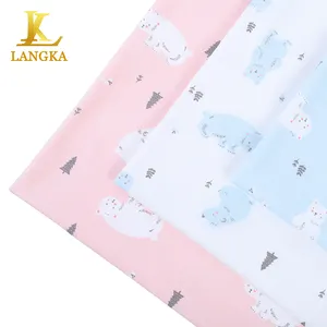 Langka新款到货可爱图案100% 纯棉互锁婴儿抗菌面料柔软
