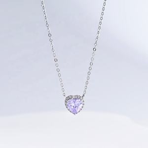 Collares al por mayor de plata 925 con colgante de circonita cúbica morada tallada en rosa, joyería fina a granel con piedra natural, delicados collares para mamá. - Product Image 4