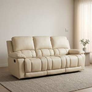 Conjunto de Sofá y Sillón Reclinable de Cuero, Operación Manual, Muebles para Sala de Estar - Product Image 4