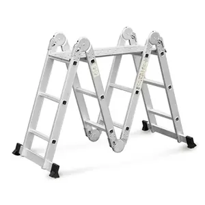 EN131 3m 4m 5m 6 meters aluminum scaffolding folding multipurpose ladder with platform