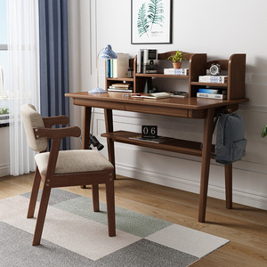 Modern Minimalist Solid Wood Kids Desk With Storage <b>Shelf</b> Study Table For Bedroom Or Study Room Natural Wood Color - Product Image 3