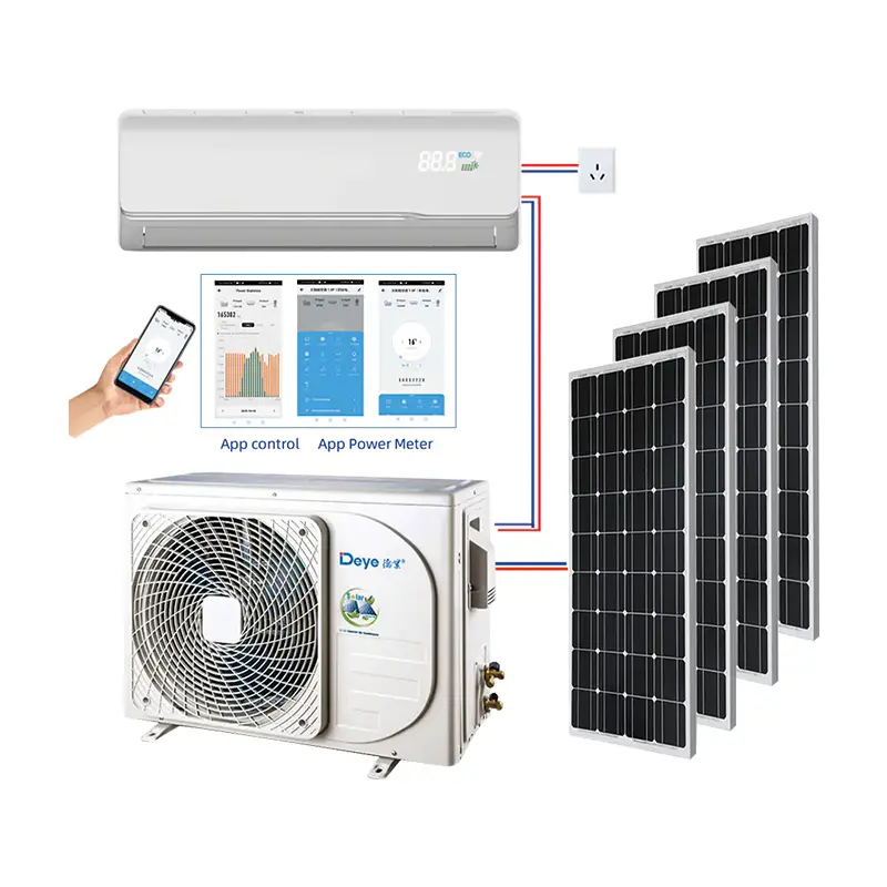 9000 12000 18000 24000 BTU AC Solar Powered Deye Air Conditioner DC Off Grid Solar Air Conditioner Hybrid Mini Split For Home