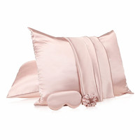 Ensemble cadeau haut de gamme, taie d'oreiller en soie de mûrier de qualité 6A, 19/22 mm, taie d'oreiller 100% soie pure avec masque pour les yeux et chouchous