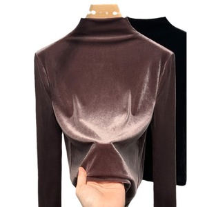 Maglietta da <span class=keywords><strong>donna</strong></span> slim fit <span class=keywords><strong>in</strong></span> <span class=keywords><strong>velluto</strong></span> a maniche lunghe, tinta unita, calda, da indossare sotto, nuova collezione 2026 - Product Image 5