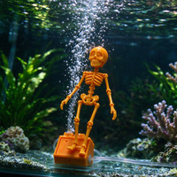 Crâne dansant abstrait pour aquarium, squelette articulé mobile, ornement décoratif, accessoire de paysage d'aquarium, jouet