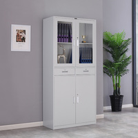 Armoire de rangement de bureau en acier robuste avec portes en verre trempé, compartiments verrouillables, directement de l'usine pour l'organisation du bureau