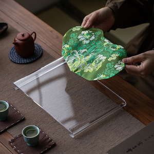 Transparent Glass Dry Brewing Tray Irregular Shape Heat Resistant For Kung Fu <b>Tea</b> <b>Set</b> Small <b>Tea</b> Tray With Lid - Product Image 4