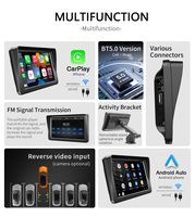 Radio Portátil Multimedia Inalámbrica BQCC de 7 Pulgadas con Carplay, Android Auto, FM, Alta Resolución HD, Reproductor de Películas con Control Remoto/SWC