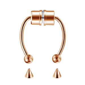 VKME Bijoux de <span class=keywords><strong>piercing</strong></span> pour le nez, Faux <span class=keywords><strong>anneau</strong></span> de nez en fer à cheval pour septum, Ensemble d'anneaux de nez magnétiques dorés sans perçage - Product Image 2