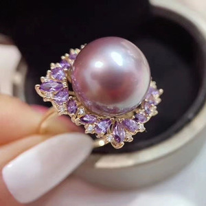 Anneau en argent S925, accessoire de fabrication de bijoux, support pour perles rondes de 5 à 7 mm, incrustation de diamants taillés, incrustation de perles porte-bonheur 10467 - Product Image 1