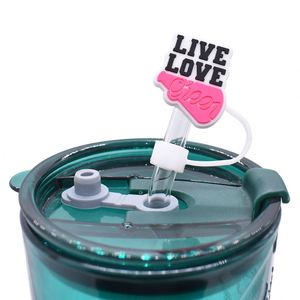Cheer Leading Taza de dibujos animados Topper de paja Cheer Mom Cheer Dad Love New Silicone Custom Straw Charms Cap Wholesale Cute Straw Cap - Product Image 4